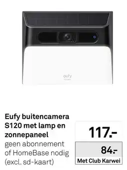 Karwei Eufy buitencamera S120 met lamp en zonnepaneel aanbieding