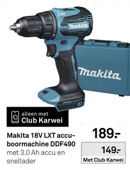 Karwei Makita 18v lxt accu-boormachine ddf490 aanbieding