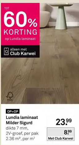 Karwei Lundia laminaat Mildер Sigurd aanbieding