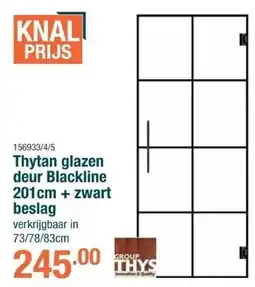 Cevo Thytan glazen deur Blackline aanbieding