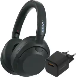 Coolblue Sony ULT Wear Zwart + BlueBuilt Quick Charge Oplader met Usb A Poort 18W Zwart aanbieding