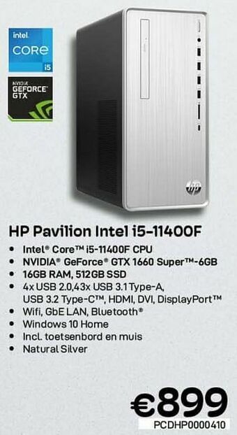 CompuDeals Hp pavilion intel i5-11400f aanbieding