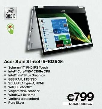 Acer spin 3 intel i5-1035g4