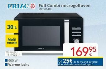 Eldi Friac full combi microgolfoven mc3014bl aanbieding