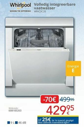 Eldi Whirlpool volledig integreerbare vaatwasser wric3c26 aanbieding