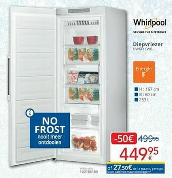 Eldi Whirlpool diepvriezer uw6f1cwb aanbieding