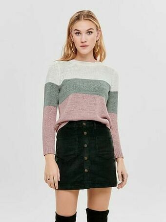 Berca Shoes Only Trui Geena Block Pullover - Groen aanbieding