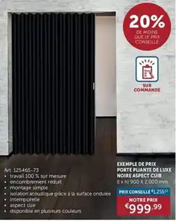 Zelfbouwmarkt porte pliante de luxe noire aspect cuir aanbieding