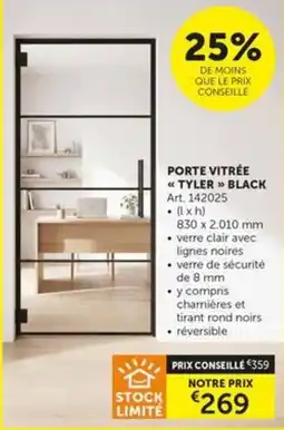 Zelfbouwmarkt Porte vitrée tyler black aanbieding