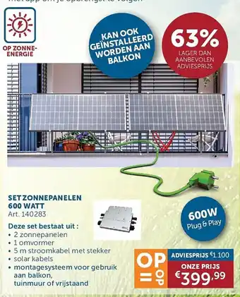 Zelfbouwmarkt Set zonnepanelen 600 watt aanbieding