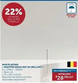Zelfbouwmarkt Mur/plafond maestro novo mat ou brillant aanbieding