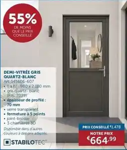 Zelfbouwmarkt Demi-vitrée gris aanbieding