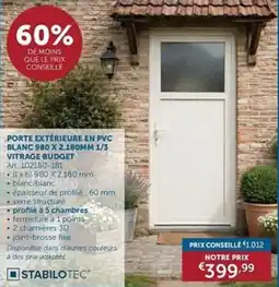 Zelfbouwmarkt porte extérieure en pvc blanc aanbieding
