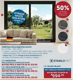 Zelfbouwmarkt Fenêtres coulissantes en pvc aanbieding