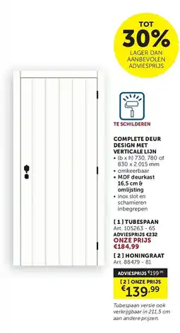 Zelfbouwmarkt complete deur design met verticale lijn aanbieding