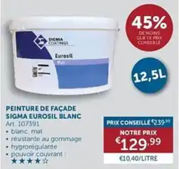 Zelfbouwmarkt Peinture de façade sigma eurosil blanc aanbieding