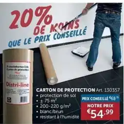 Zelfbouwmarkt Carton de protection Distri-line aanbieding