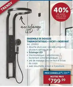 Zelfbouwmarkt ensemble de douche thermostatique vicky noir mat aanbieding
