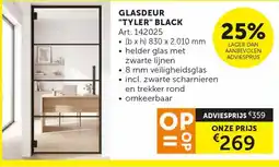 Zelfbouwmarkt glasdeur tyler black aanbieding