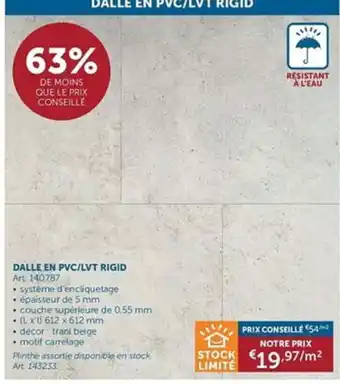 Dalle en pvc/lvt rigid