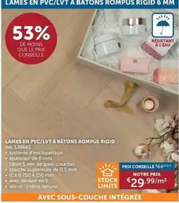 Zelfbouwmarkt Lames en pvc/lvt à bâtons rompus rigid aanbieding