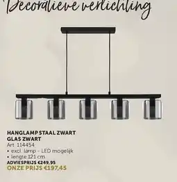 Zelfbouwmarkt Hanglamp staal zwart glas zwart aanbieding