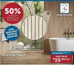 Zelfbouwmarkt wandtegel line up aanbieding