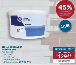 Zelfbouwmarkt sigma gevelverf eurosil wit aanbieding