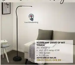 Zelfbouwmarkt Vloerlamp zwart of wit touch aanbieding