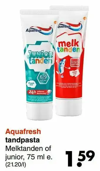 Wibra Tandpasta melktanden of junior aanbieding