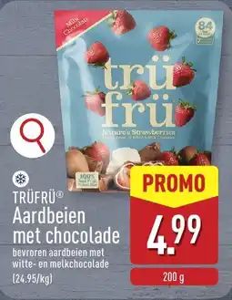 ALDI Trüfrü aardbeien met chocolade aanbieding