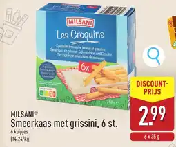 ALDI Milsani smeerkaas met grissini aanbieding