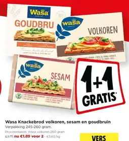 Jumbo Wasa knackebrod volkoren, sesam en goudbruin aanbieding