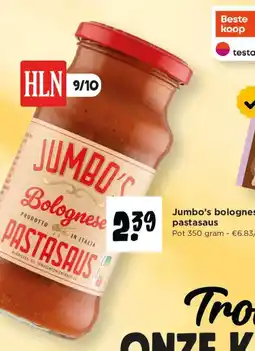 Jumbo Jumbo's bolognese pastasaus aanbieding