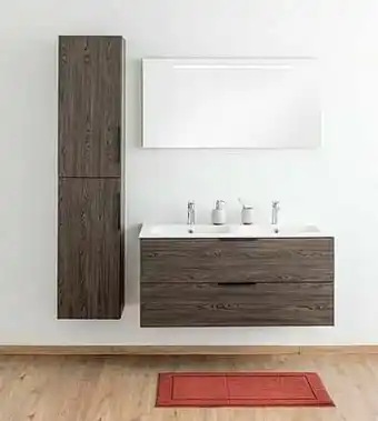 Zelfbouwmarkt Badkamermeubel Plato Eik Chocolade Look 120 Cm - Dubbel - Mat - Opleggreep Zwart aanbieding