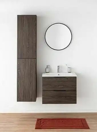 Zelfbouwmarkt Badkamermeubel Plato Eik Chocolade Look 70 Cm - Mat - Opleggreep Zwart aanbieding