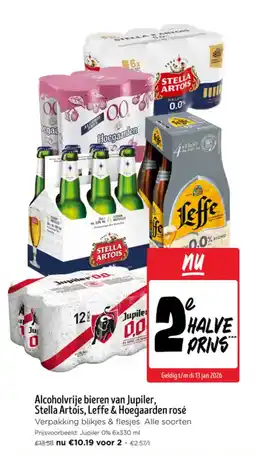 Jumbo Alcoholvrije bieren van Jupiler, Stella Artois, Leffe & Hoegaarden rosé aanbieding