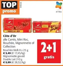 Colruyt Côte d'Or alle Carrés, Mini Roc, Bouchée, Mignonnette of Collection aanbieding