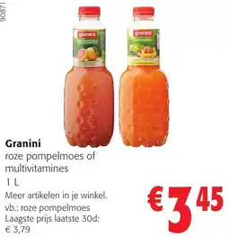 Colruyt Granini roze pompelmoes of multivitamines aanbieding