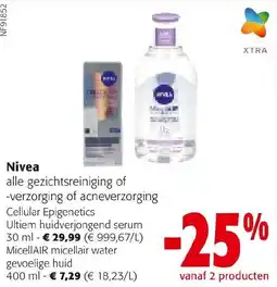Colruyt Nivea alle gezichtsreiniging of -verzorging of acneverzorging aanbieding