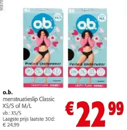 Colruyt o.b. menstruatie slip classic aanbieding