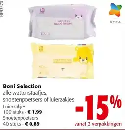 Colruyt Boni Selection alle wattenstaafjes, snoetenpoeters of luierzakjes aanbieding