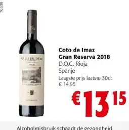 Colruyt Coto de Imaz Gran Reserva 2018 aanbieding