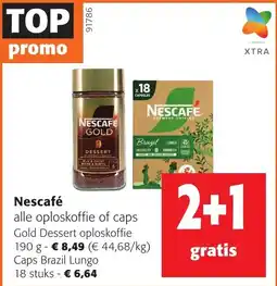 Colruyt Nescafé alle oploskoffie of caps aanbieding