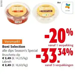 Colruyt Boni Selection alle dips Season's Special Bruschetta dip Labneh aanbieding