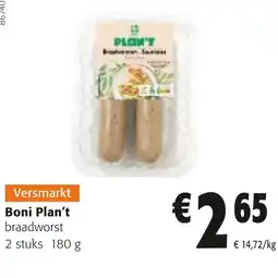 Colruyt Boni Plan't braadworst aanbieding