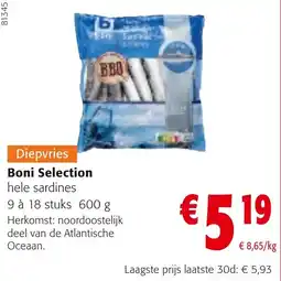 Colruyt Diepvries Boni Selection hele sardines aanbieding