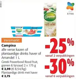 Colruyt Campina alle verse kazen of plantaardige drinks haver of Amandel aanbieding