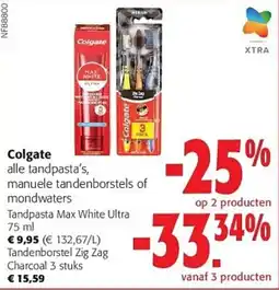 Colruyt Colgate alle tandpasta's, manuele tandenborstels of mondwaters aanbieding