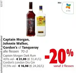 Colruyt Captain Morgan, Johnnie Walker, Gordon's of Tanqueray aanbieding